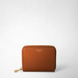 Small zip-around wallet in rugiada leather - cuoio