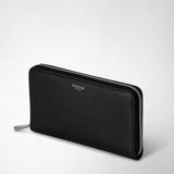 Zip-around wallet in rugiada leather - black