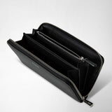 Zip-around wallet in rugiada leather - black