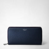 Zip-around wallet in rugiada leather - navy blue