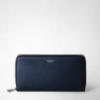 ZIP-AROUND WALLET IN RUGIADA LEATHER Navy Blue