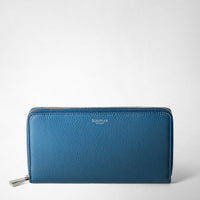 ZIP-AROUND WALLET IN RUGIADA LEATHER Blue Jeans