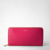 Zip-around wallet in rugiada leather - petal