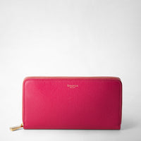 ZIP-AROUND WALLET IN RUGIADA LEATHER Petal