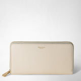 Zip-around wallet in rugiada leather - cream