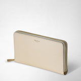 Zip-around wallet in rugiada leather - cream