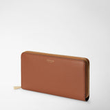 Zip-around wallet in rugiada leather - cuoio