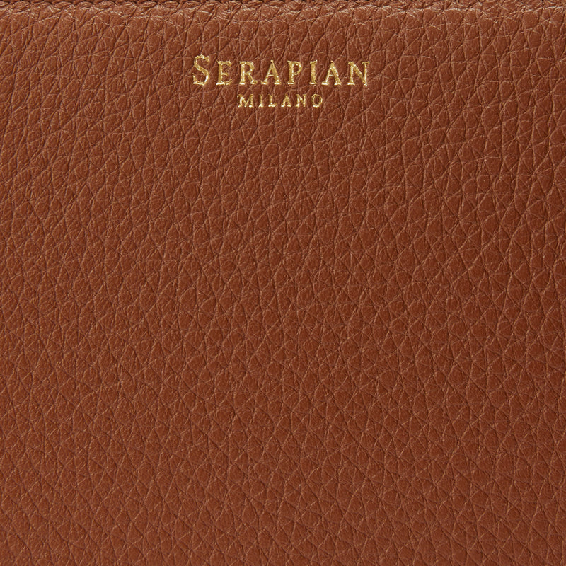 Zip-around wallet in rugiada leather - cuoio
