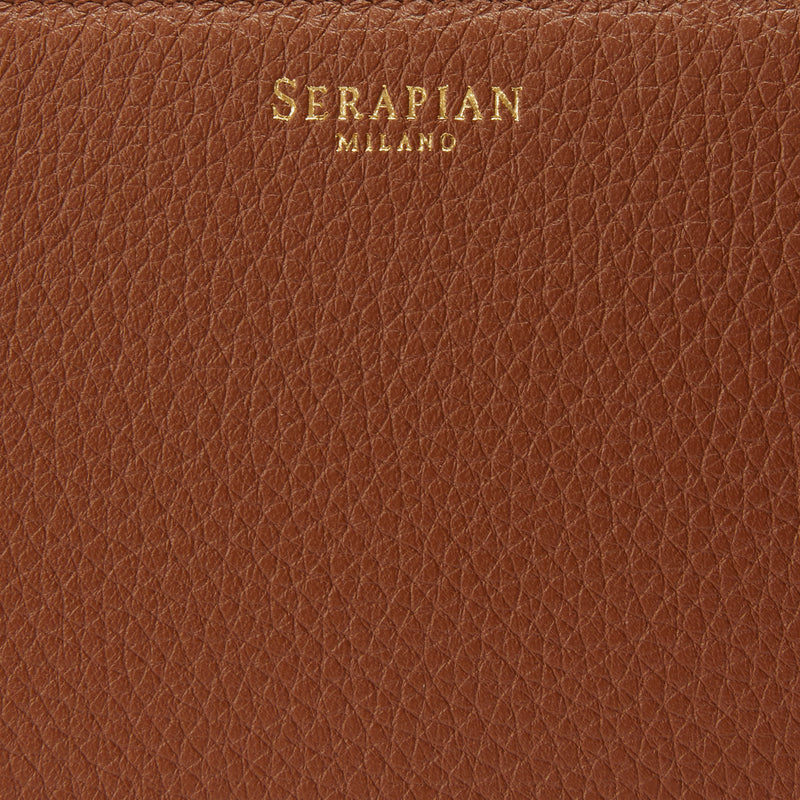 Zip-around wallet in rugiada leather - cuoio