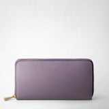 Zip-around wallet in rugiada leather - lilac