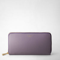 ZIP-AROUND WALLET IN RUGIADA LEATHER Lilac