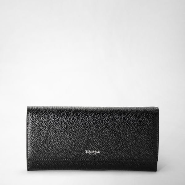 Continental Wallet in Black Rugiada Leather