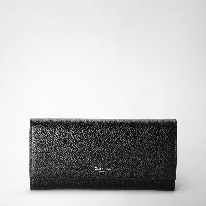 Continental wallet in rugiada leather - black