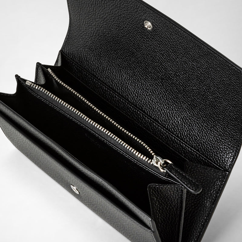 Continental wallet in rugiada leather - black