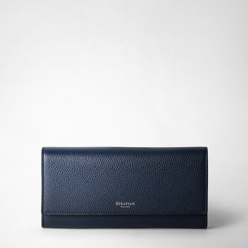 Continental wallet in rugiada leather - navy blue