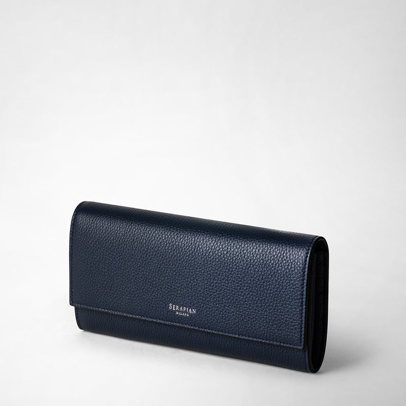 Continental wallet in rugiada leather - navy blue