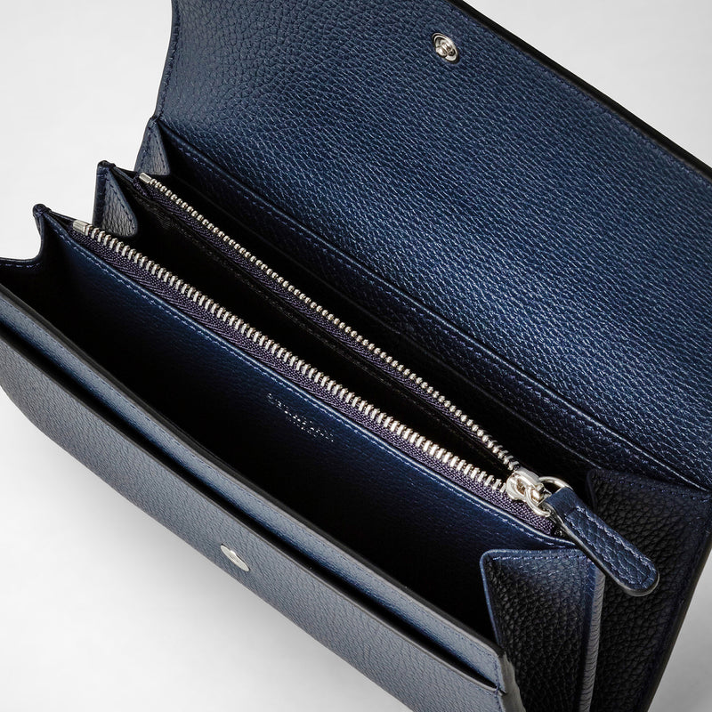 Continental wallet in rugiada leather - navy blue