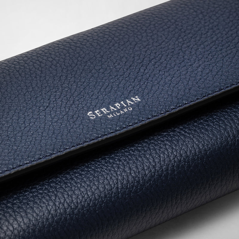 Continental wallet in rugiada leather - navy blue