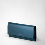 Continental wallet in rugiada leather - blue jeans