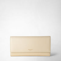 CONTINENTAL WALLET IN RUGIADA LEATHER Cream
