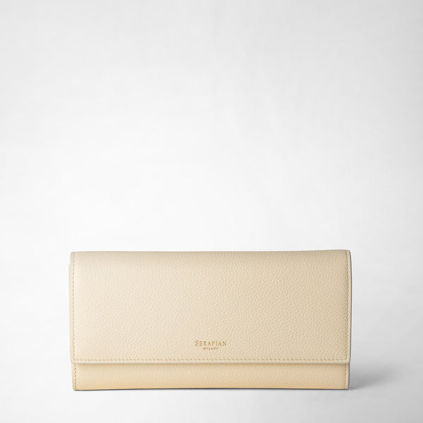 Continental wallet in rugiada leather - cream