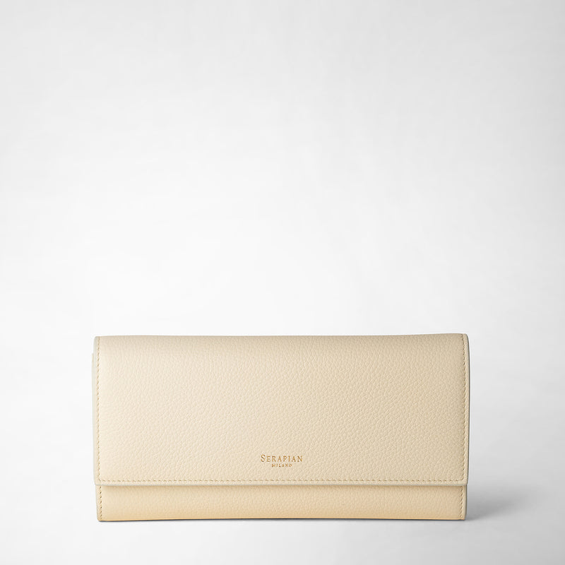 Continental wallet in rugiada leather - cream