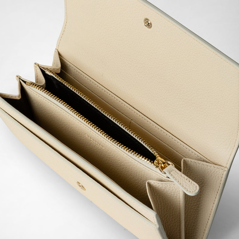 Continental wallet in rugiada leather - cream