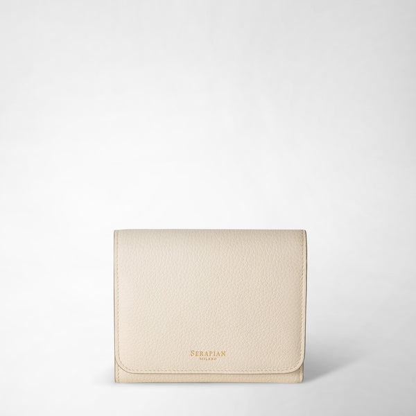 Small continental wallet in rugiada leather - cream