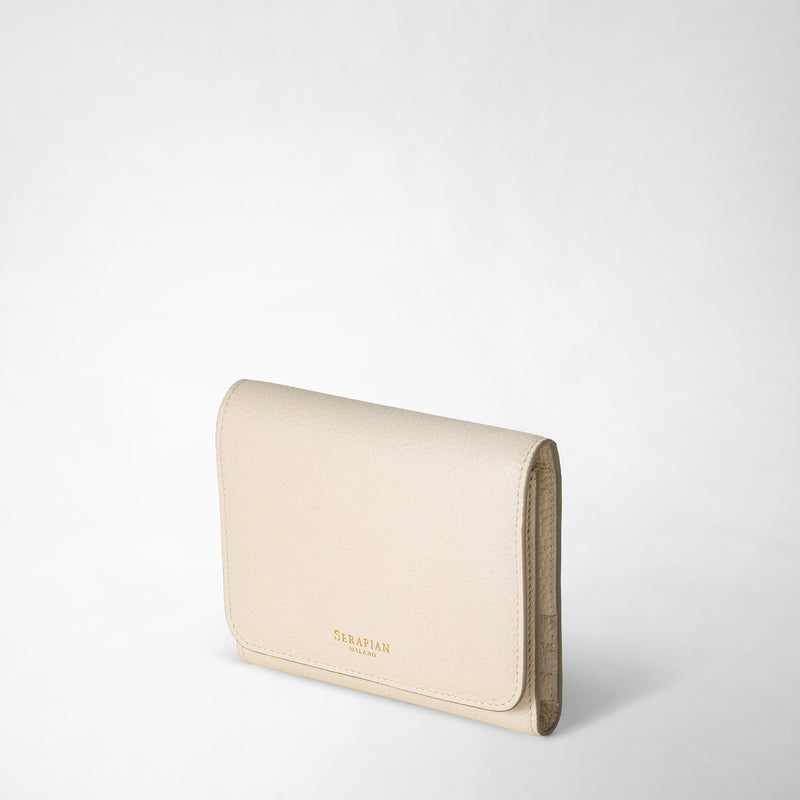 Small continental wallet in rugiada leather - cream