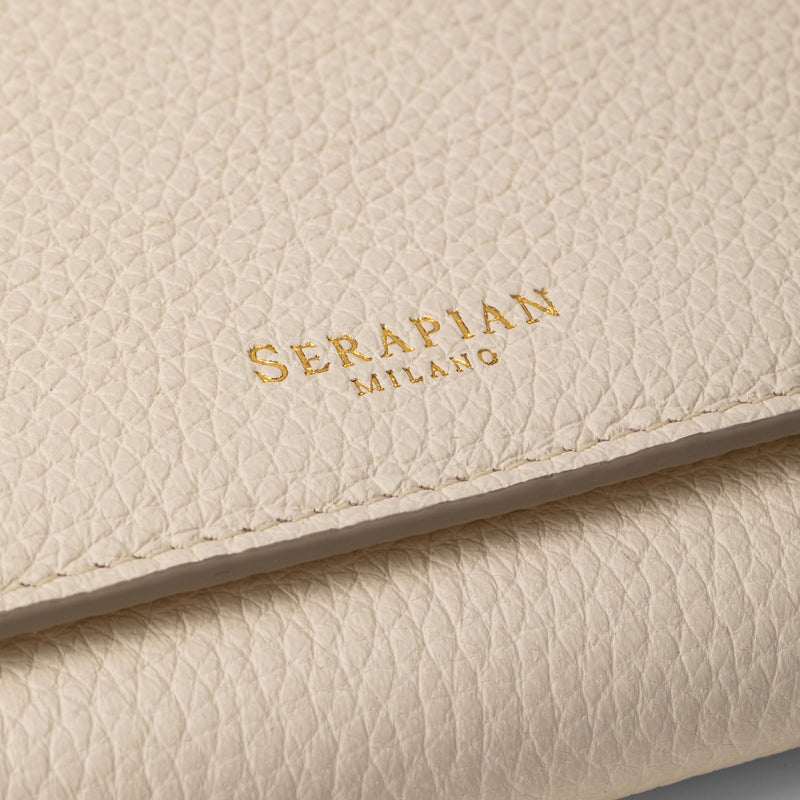 Small continental wallet in rugiada leather - cream
