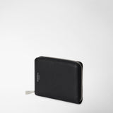 Mini zip around wallet in rugiada leather - black
