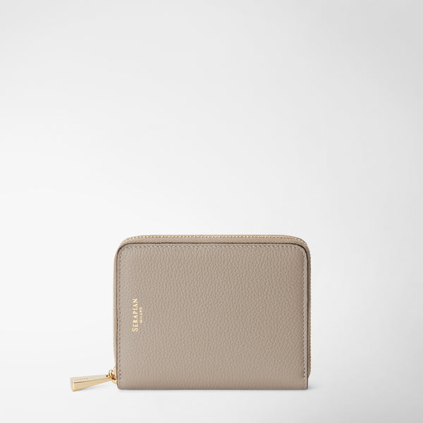 Mini zip around wallet in rugiada leather - sahara