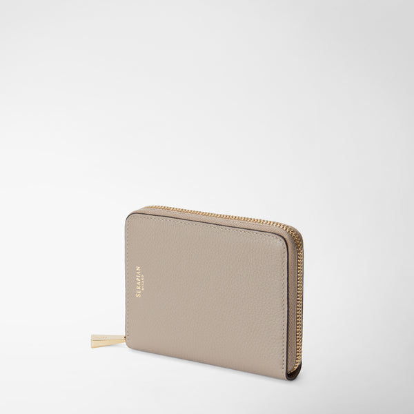 Mini zip around wallet in rugiada leather - sahara