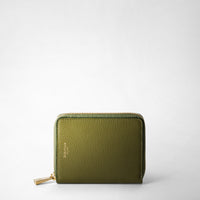PORTAFOGLIO MINI CON ZIP IN PELLE RUGIADA Cactus