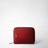 Mini zip around wallet in rugiada leather - burgundy