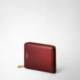 Mini zip around wallet in rugiada leather - burgundy