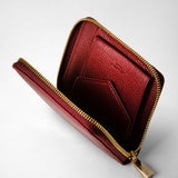 Mini zip around wallet in rugiada leather - burgundy