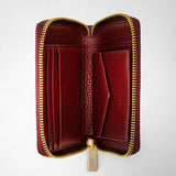 Mini zip around wallet in rugiada leather - burgundy