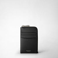 ZIP CARD CASE IN RUGIADA LEATHER Black