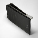 Zip card case in rugiada leather - black