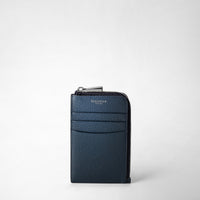 ZIP CARD CASE IN RUGIADA LEATHER Navy Blue