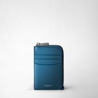 ZIP CARD CASE IN RUGIADA LEATHER Blue Jeans