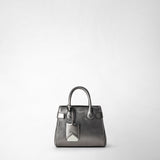 Mini meline' handbag in seta leather - ruthenium