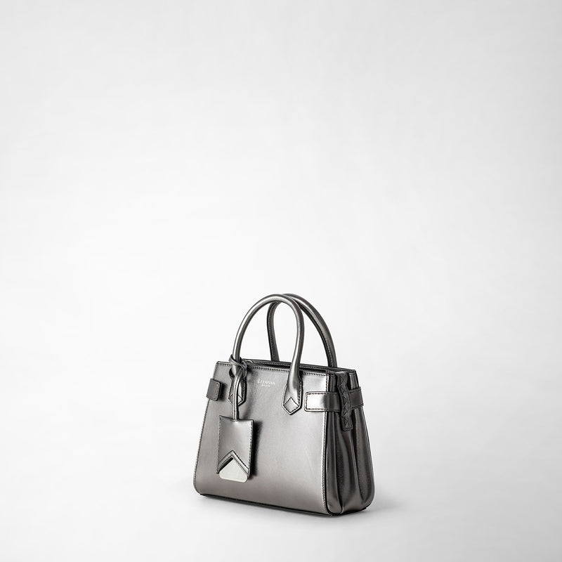 Borsa a mano mini meliné in pelle seta - ruthenium