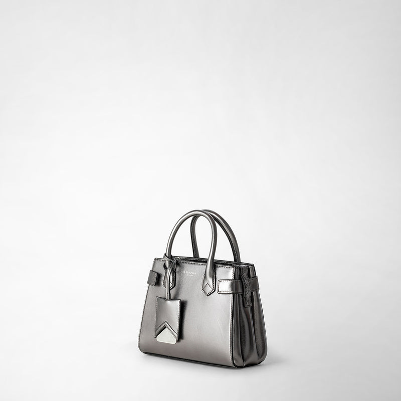Mini meline' handbag in seta leather - ruthenium