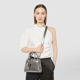 Mini meline' handbag in seta leather - ruthenium