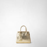 Mini meline' handbag in seta leather - light gold