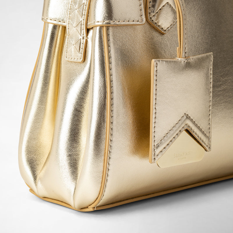 Mini sac meliné en cuir seta - light gold