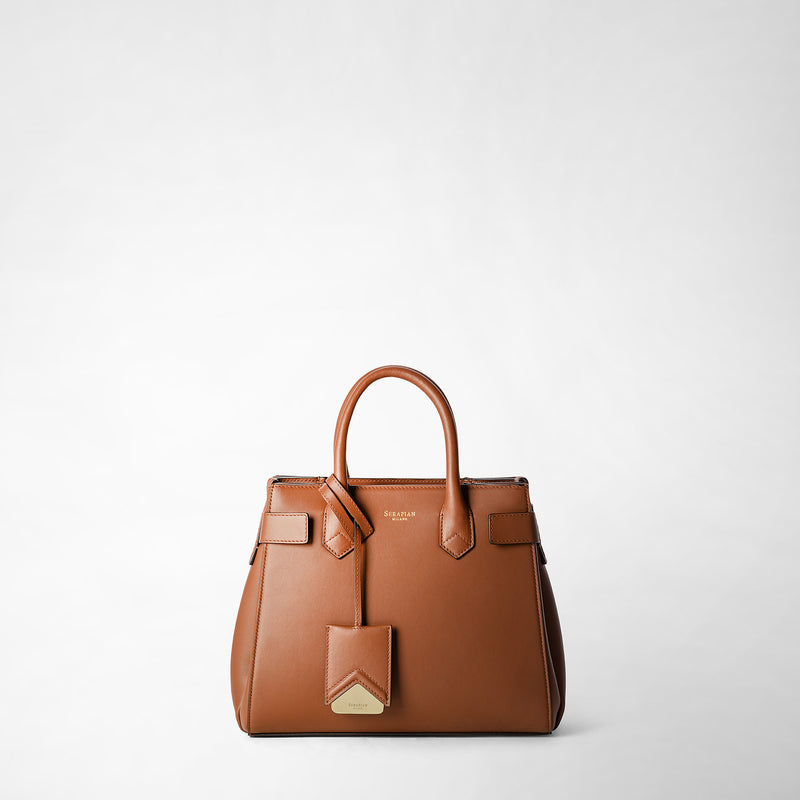 Meline' handbag in seta leather - cuoio