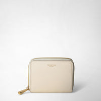 SMALL ZIP-AROUND WALLET IN SETA LEATHER Cream